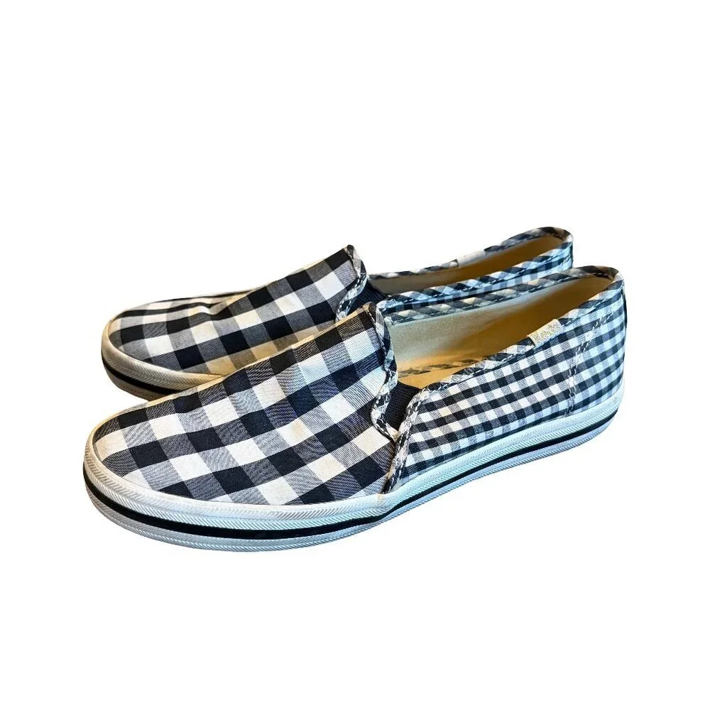 Keds For Kate Spade Black White Checker Slip-On Shoes Flats Sneakers Size 8